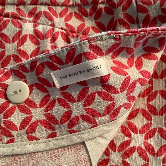 LOFT Riviera Coral Pink Geometric Print Flat Front Shorts 4 - Picture 4 of 6